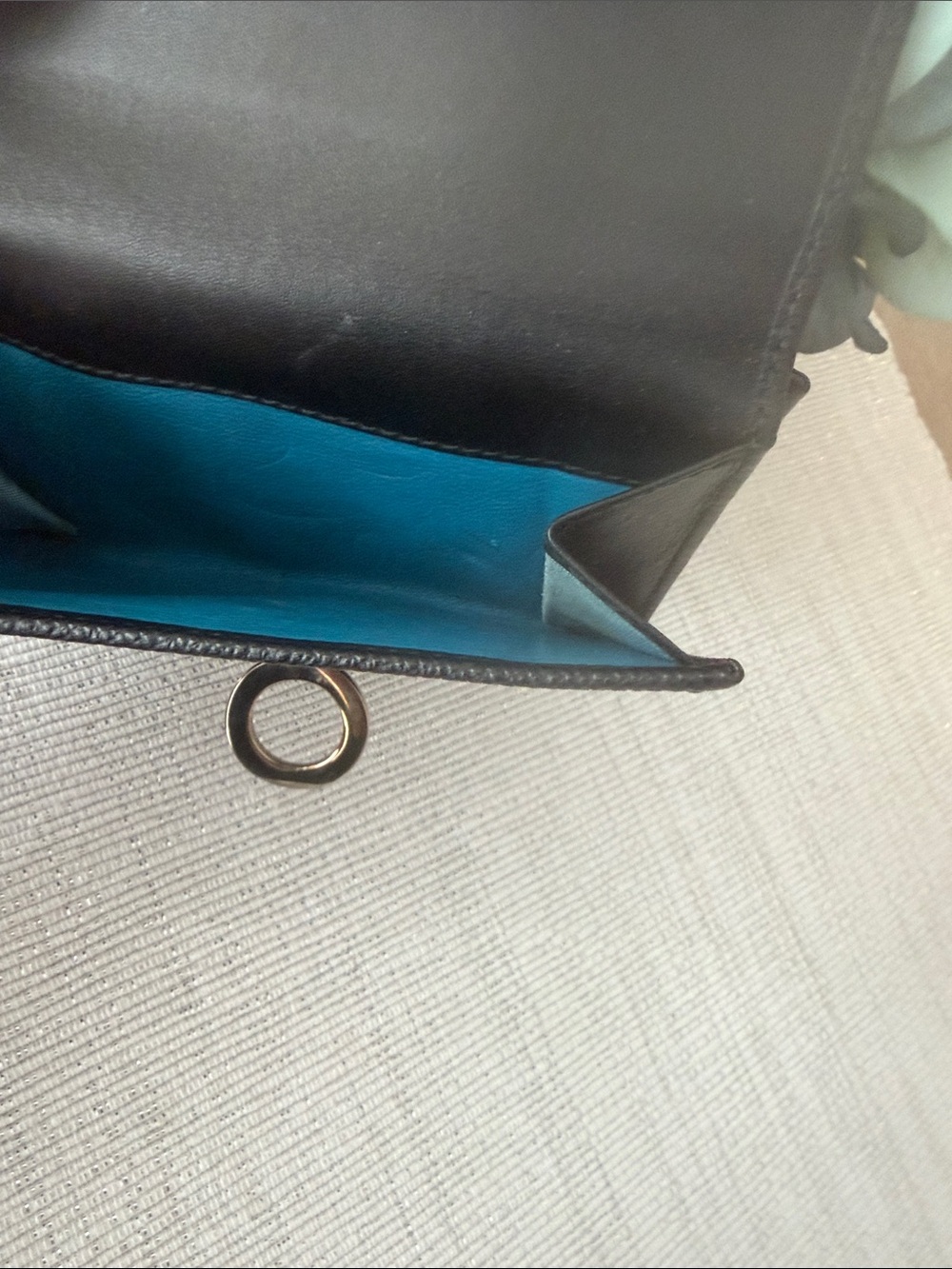 Bulgari Black Textured Leather Compact Wallet with Signature Ring - Picture 8 of 12